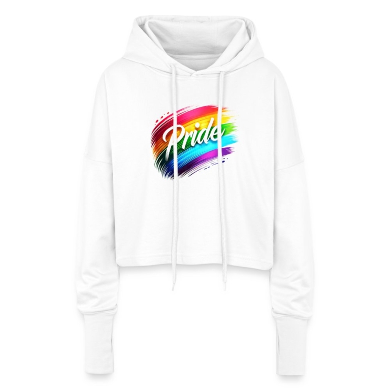 regenbogen-pinselstrich-cropped-frauen-hoodie-weiss
