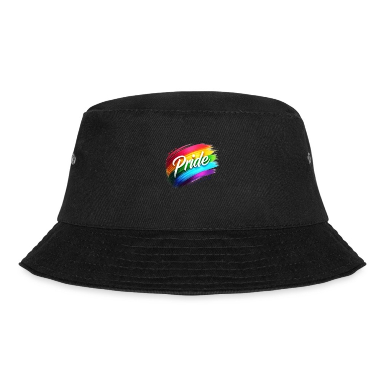 regenbogen-pinselstrich-fischerhut-schwarz