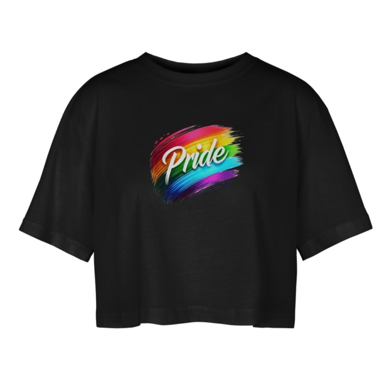regenbogen-pinselstrich-frauen-oversized-cropped-t-shirt-schwarz