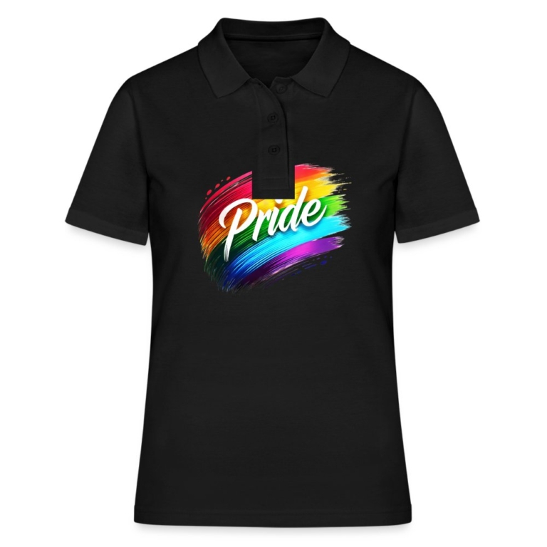 regenbogen-pinselstrich-frauen-polo-shirt-schwarz