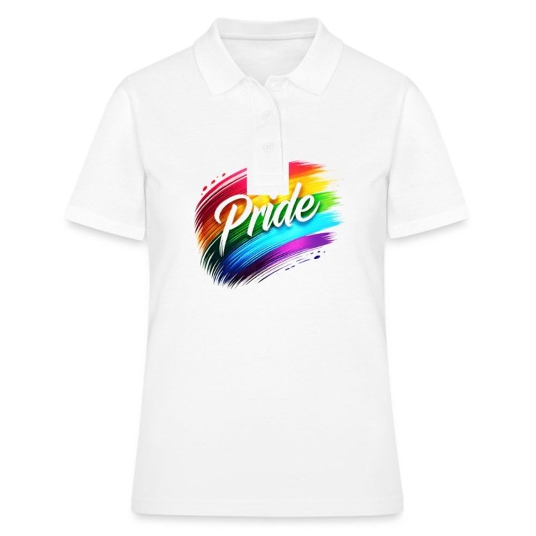 regenbogen-pinselstrich-frauen-polo-shirt-weiss