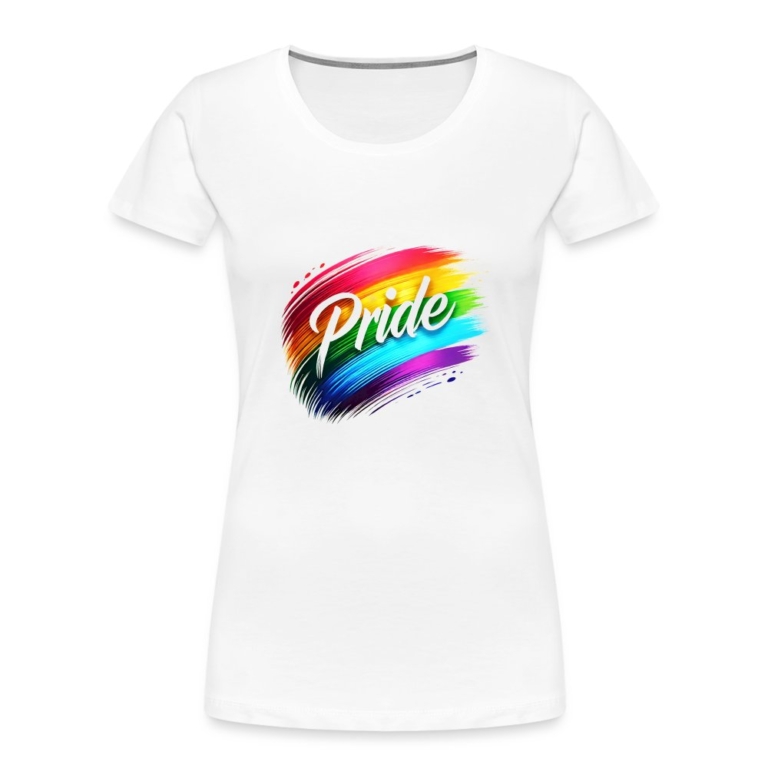 regenbogen-pinselstrich-frauen-premium-bio-t-shirt-weiss