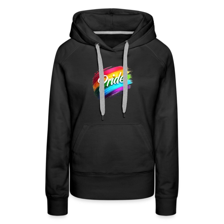 regenbogen-pinselstrich-frauen-premium-hoodie-schwarz