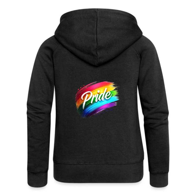 regenbogen-pinselstrich-frauen-premium-kapuzenjacke-schwarz