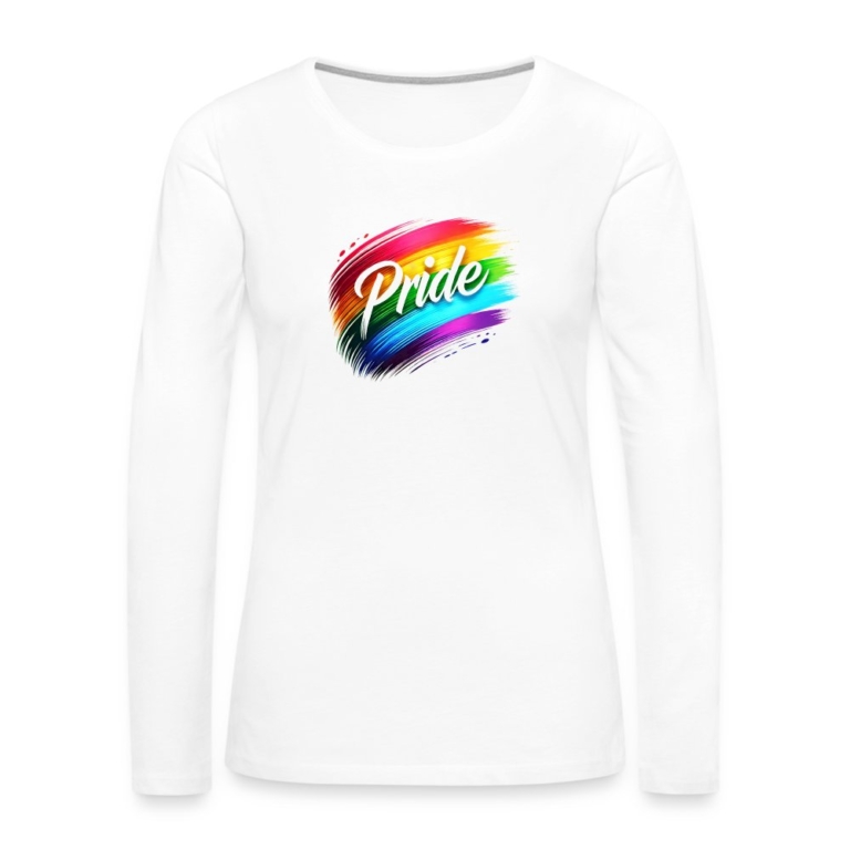 regenbogen-pinselstrich-frauen-premium-langarmshirt-weiss