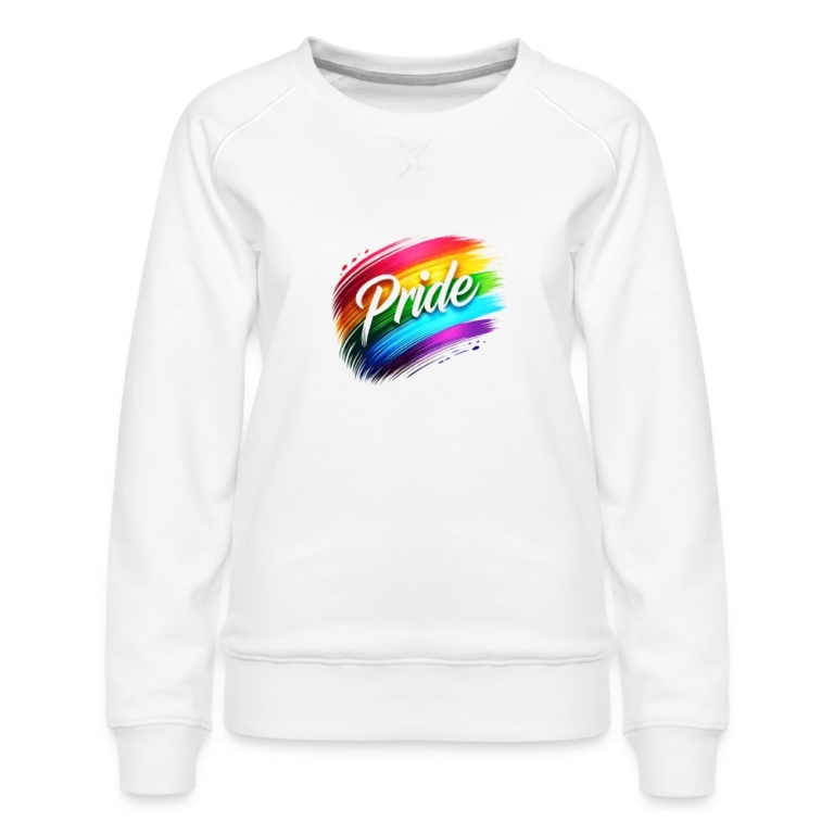 regenbogen-pinselstrich-frauen-premium-pullover-weiss