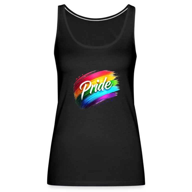 regenbogen-pinselstrich-frauen-premium-tank-top-schwarz