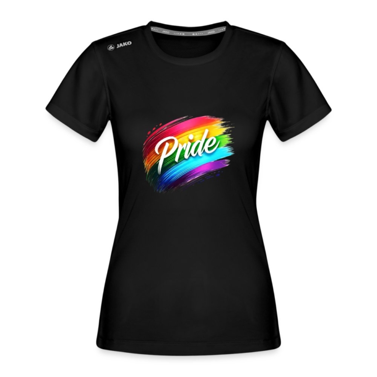 regenbogen-pinselstrich-jako-frauen-t-shirt-run-20-schwarz