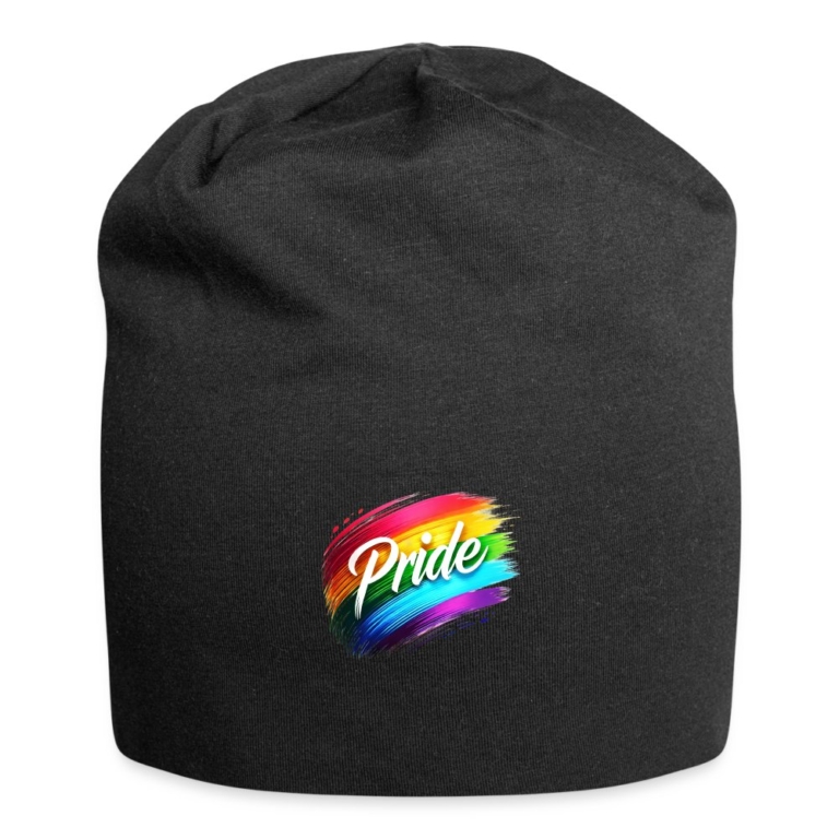 regenbogen-pinselstrich-jersey-beanie-schwarz