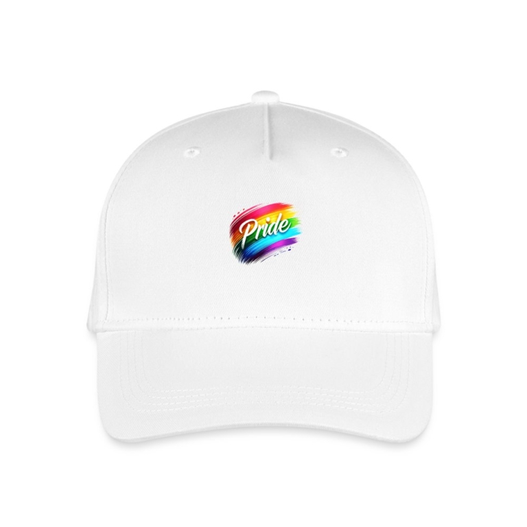 regenbogen-pinselstrich-kinder-bio-basecap-weiss