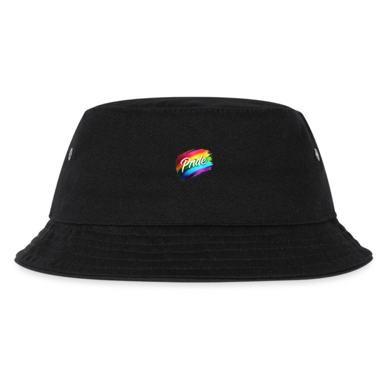 regenbogen-pinselstrich-kinder-bucket-hat-schwarz