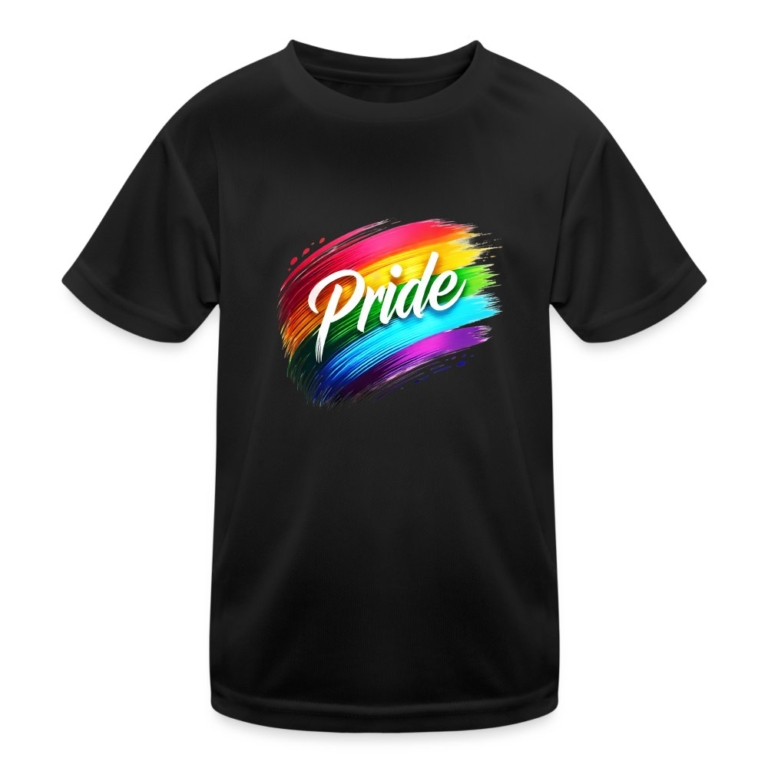 regenbogen-pinselstrich-kinder-funktions-t-shirt-schwarz