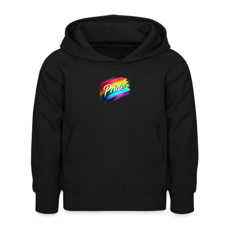 regenbogen-pinselstrich-kinder-hoodie-schwarz
