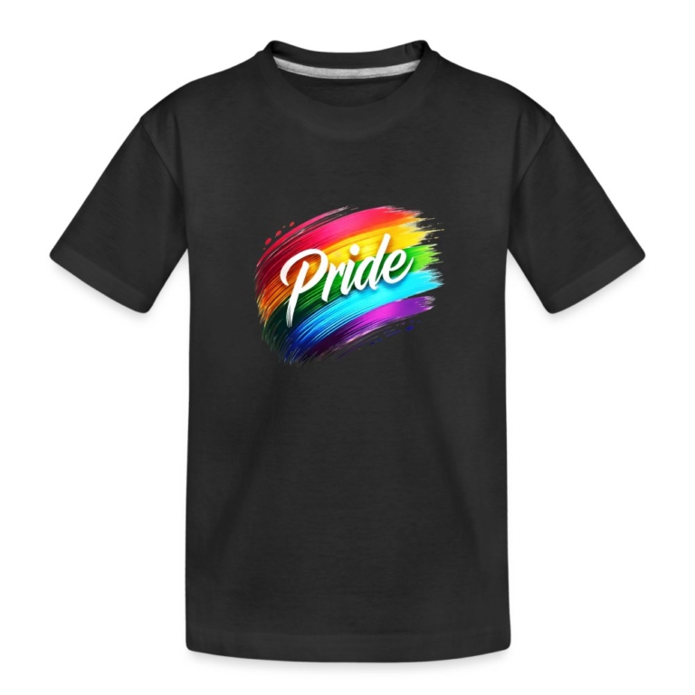 regenbogen-pinselstrich-kinder-premium-bio-t-shirt-schwarz