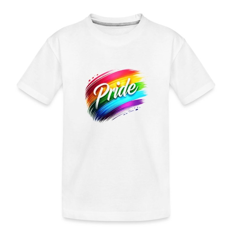 regenbogen-pinselstrich-kinder-premium-bio-t-shirt-weiss