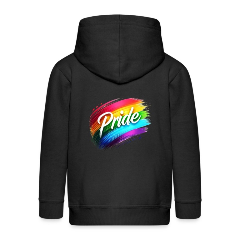 regenbogen-pinselstrich-kinder-premium-kapuzenjacke-schwarz