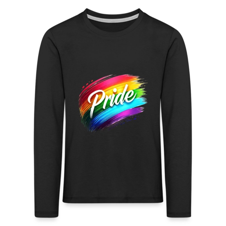 regenbogen-pinselstrich-kinder-premium-langarmshirt-schwarz