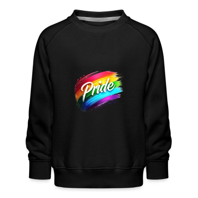 regenbogen-pinselstrich-kinder-premium-pullover-schwarz
