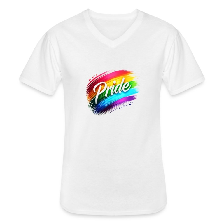 regenbogen-pinselstrich-klassisches-maenner-t-shirt-mit-v-ausschnitt-weiss