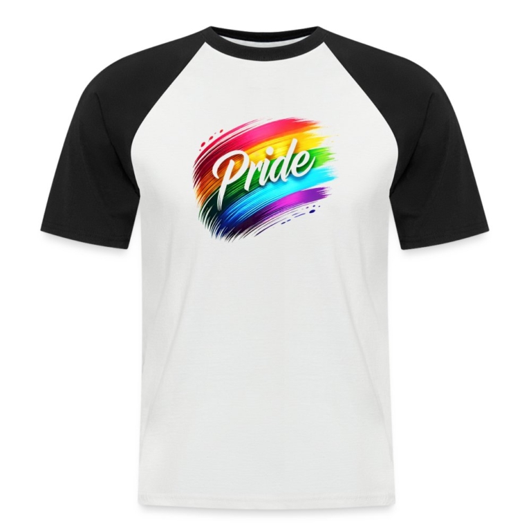 regenbogen-pinselstrich-maenner-baseball-t-shirt-weiss-schwarz