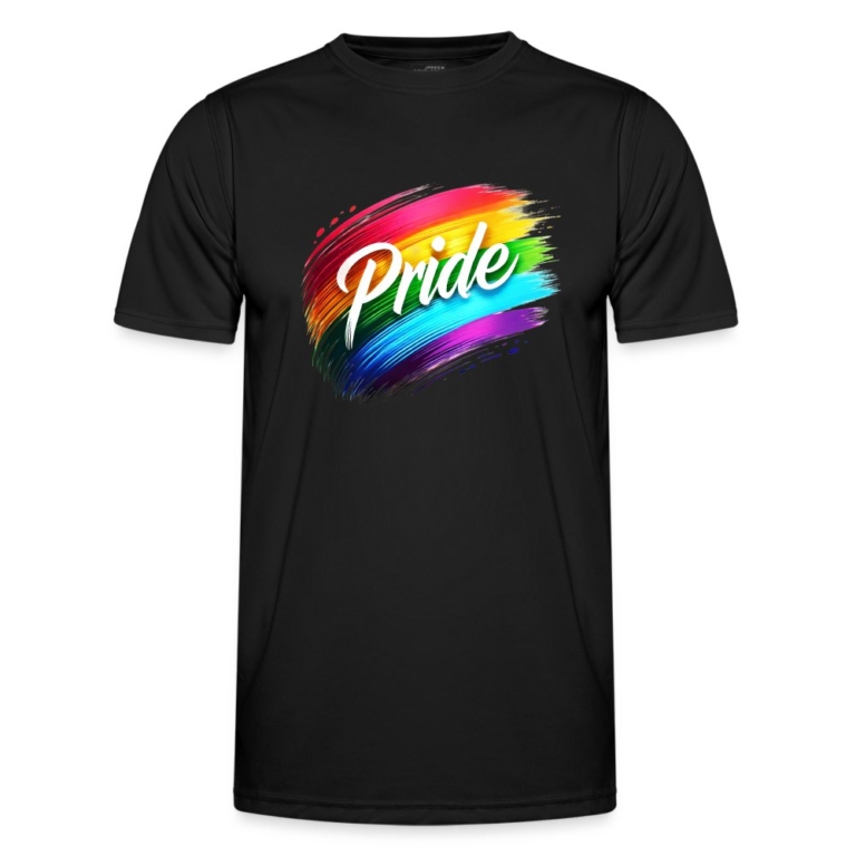 regenbogen-pinselstrich-maenner-funktions-t-shirt-schwarz