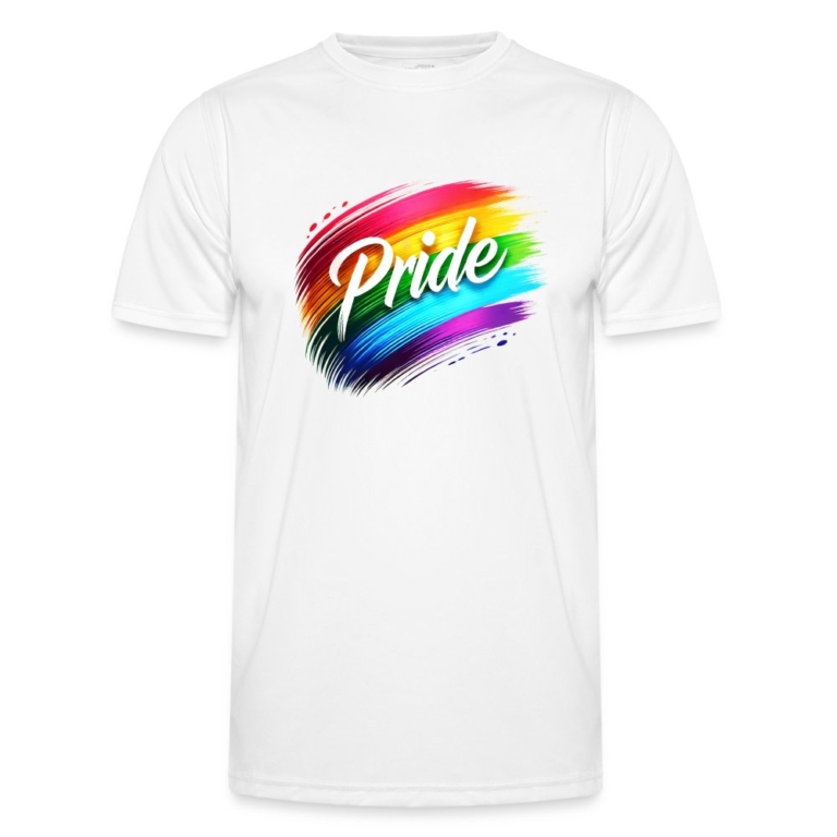 regenbogen-pinselstrich-maenner-funktions-t-shirt-weiss