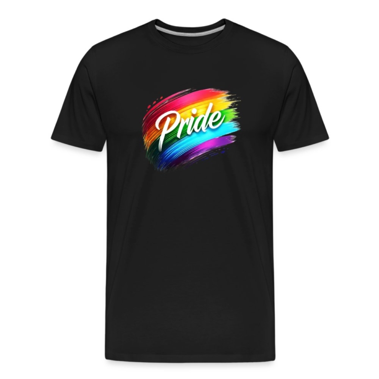 regenbogen-pinselstrich-maenner-premium-bio-t-shirt-schwarz