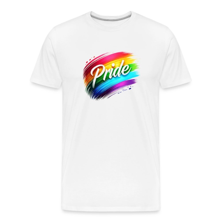 regenbogen-pinselstrich-maenner-premium-bio-t-shirt-weiss
