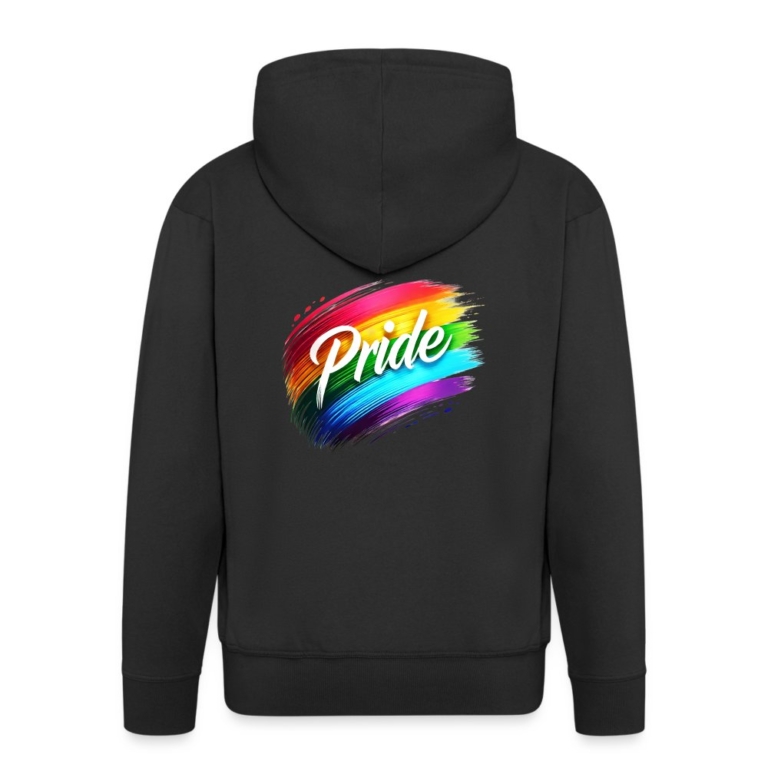 regenbogen-pinselstrich-maenner-premium-kapuzenjacke-schwarz
