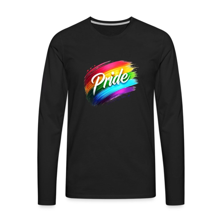 regenbogen-pinselstrich-maenner-premium-langarmshirt-schwarz
