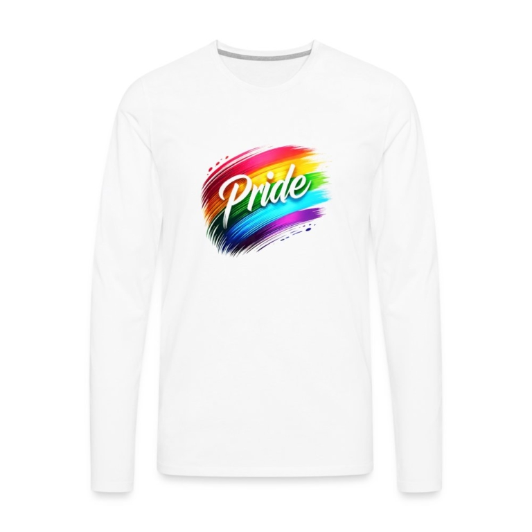 regenbogen-pinselstrich-maenner-premium-langarmshirt-weiss