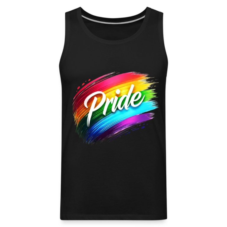 regenbogen-pinselstrich-maenner-premium-tank-top-schwarz