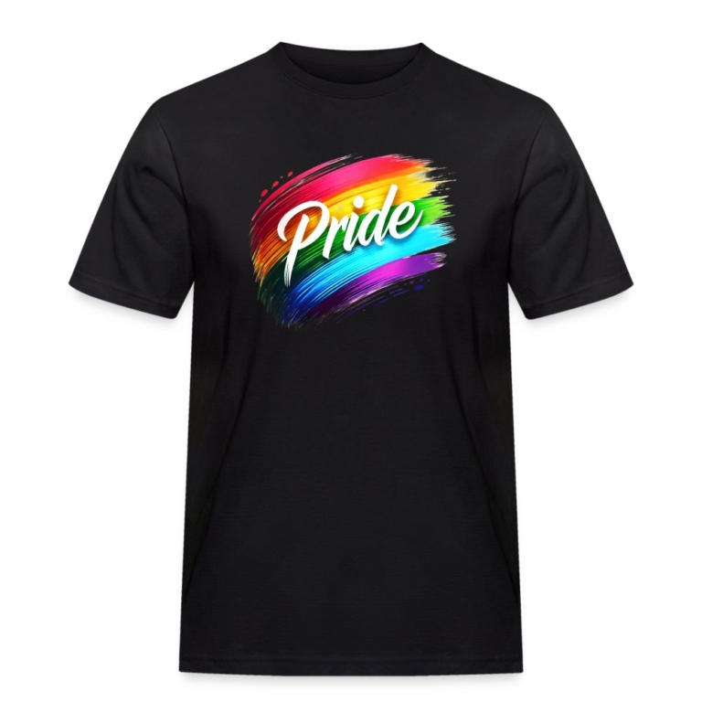 regenbogen-pinselstrich-maenner-workwear-t-shirt-schwarz