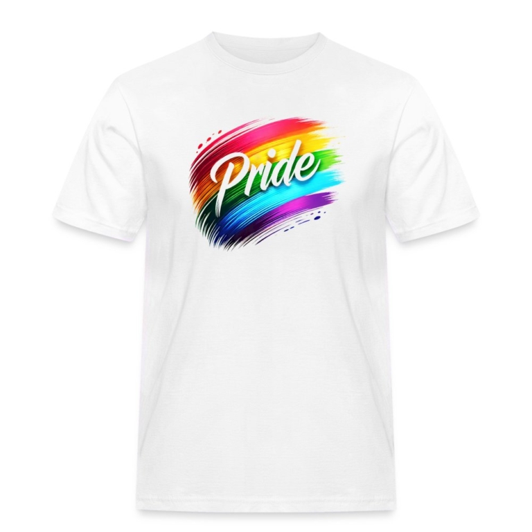 regenbogen-pinselstrich-maenner-workwear-t-shirt-weiss