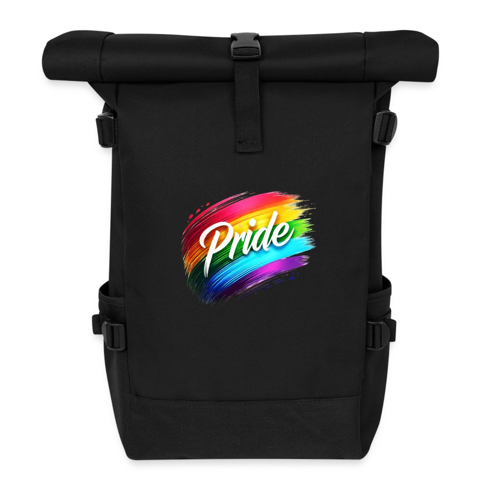 Regenbogen Pinselstrich - Rolltop Rucksack Schwarz