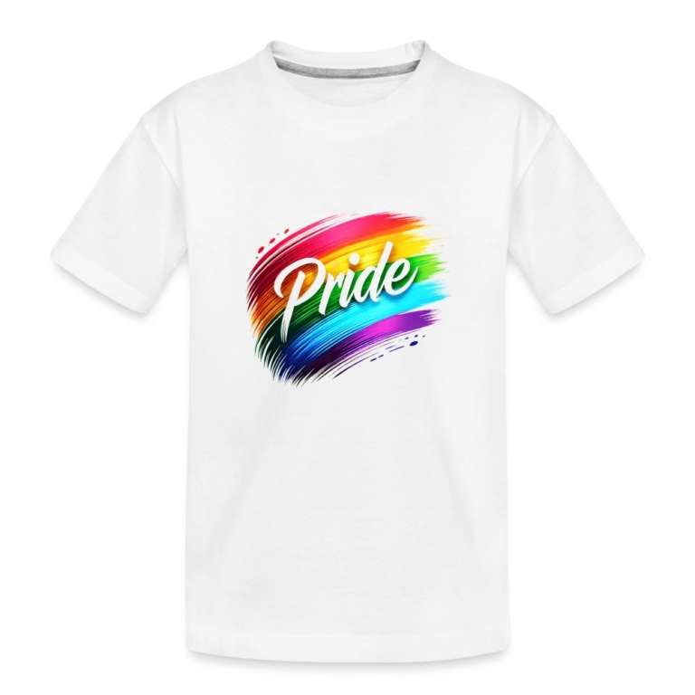 regenbogen-pinselstrich-teenager-premium-bio-t-shirt-weiss