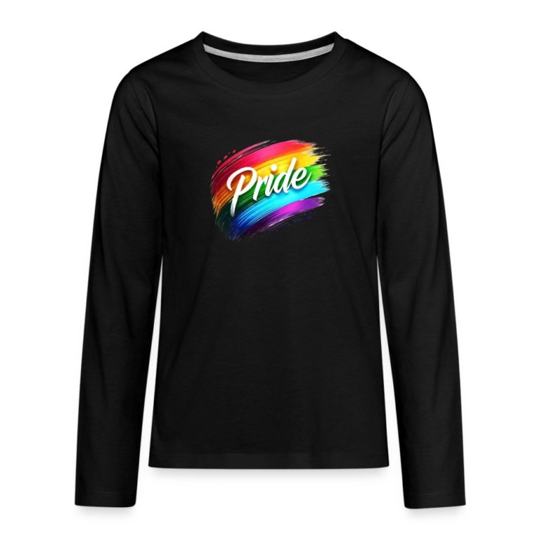 regenbogen-pinselstrich-teenager-premium-langarmshirt-schwarz