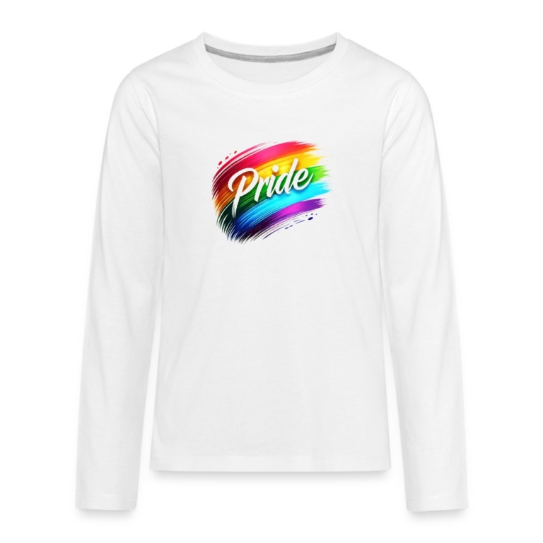 regenbogen-pinselstrich-teenager-premium-langarmshirt-weiss