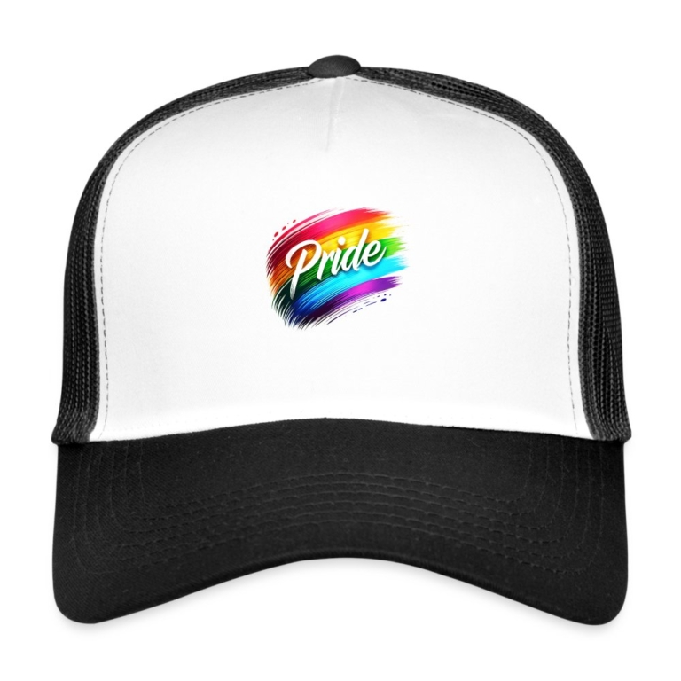 regenbogen-pinselstrich-trucker-cap-weiss-schwarz