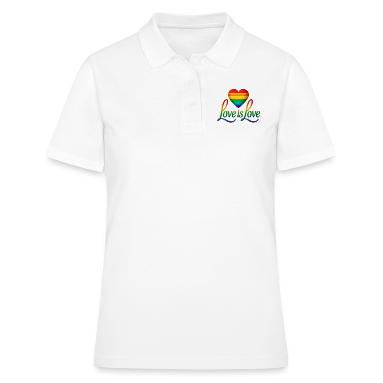 regenbogenherz-mit-spruch-frauen-polo-shirt-weiss