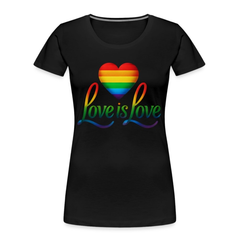 regenbogenherz-mit-spruch-frauen-premium-bio-t-shirt-schwarz
