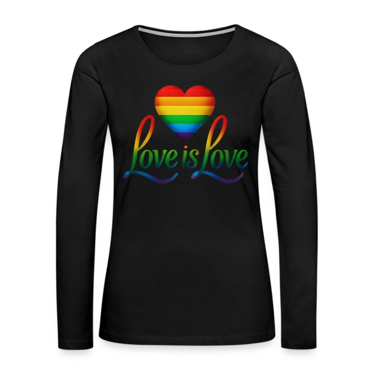 regenbogenherz-mit-spruch-frauen-premium-langarmshirt-schwarz