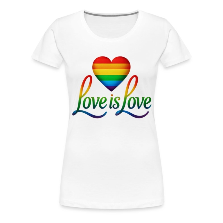 regenbogenherz-mit-spruch-frauen-premium-t-shirt-weiss