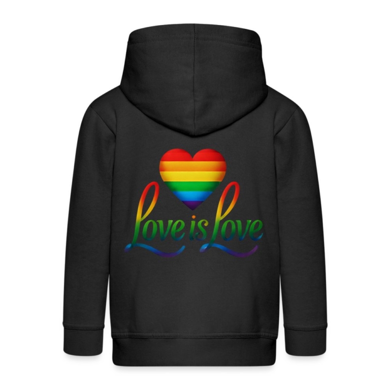 regenbogenherz-mit-spruch-kinder-premium-kapuzenjacke-schwarz