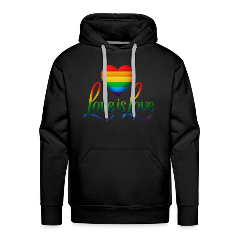 regenbogenherz-mit-spruch-maenner-premium-hoodie-schwarz