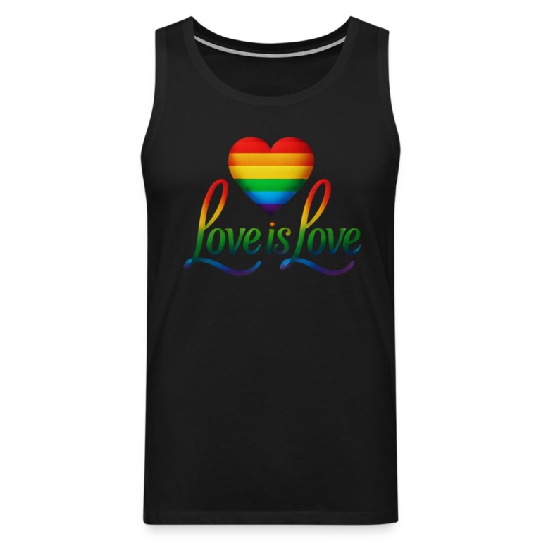 regenbogenherz-mit-spruch-maenner-premium-tank-top-schwarz