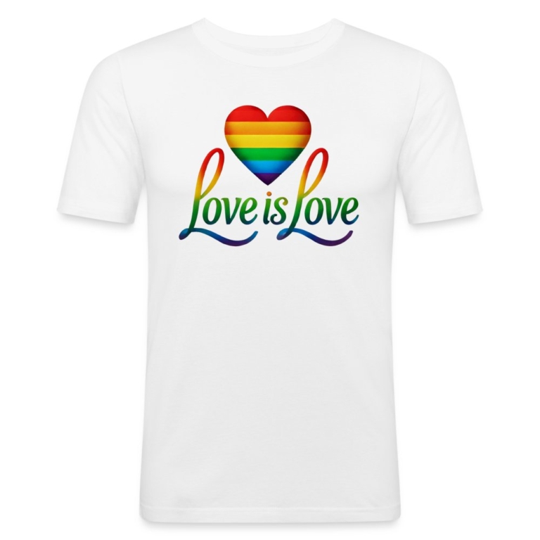 regenbogenherz-mit-spruch-maenner-slim-fit-t-shirt-weiss