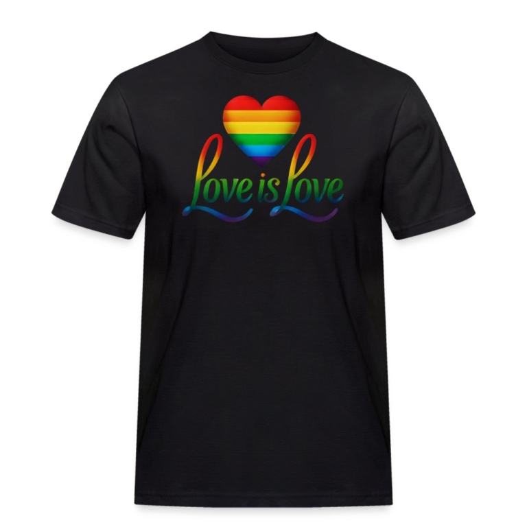 regenbogenherz-mit-spruch-maenner-workwear-t-shirt-schwarz