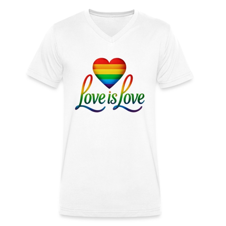 regenbogenherz-mit-spruch-stanleystella-maenner-bio-t-shirt-mit-v-ausschnitt-weiss