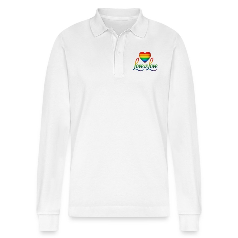 regenbogenherz-mit-spruch-stanleystella-unisex-bio-langarm-poloshirt-prepster-weiss